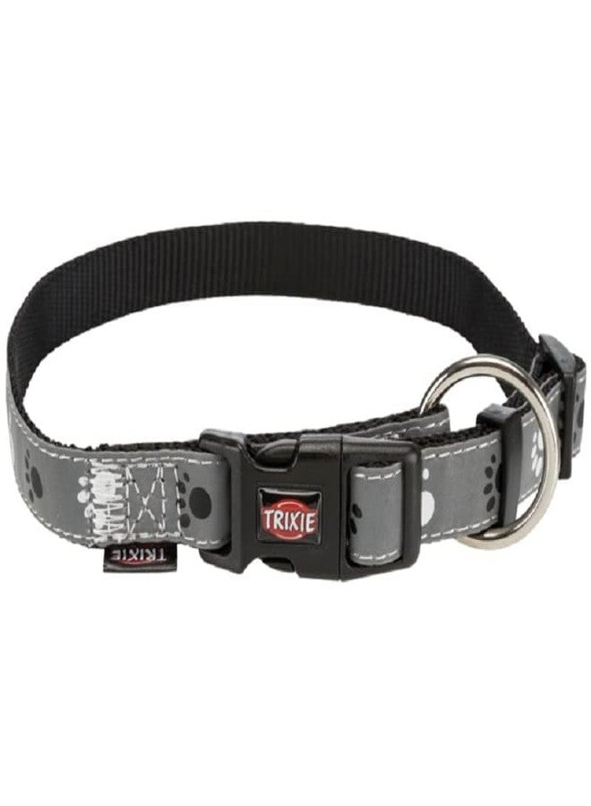 Trixie Reflective Adjustable Collar Belt for Dogs, Paw Motif Strap, Silver Grey Color (XS-S) - Image 1